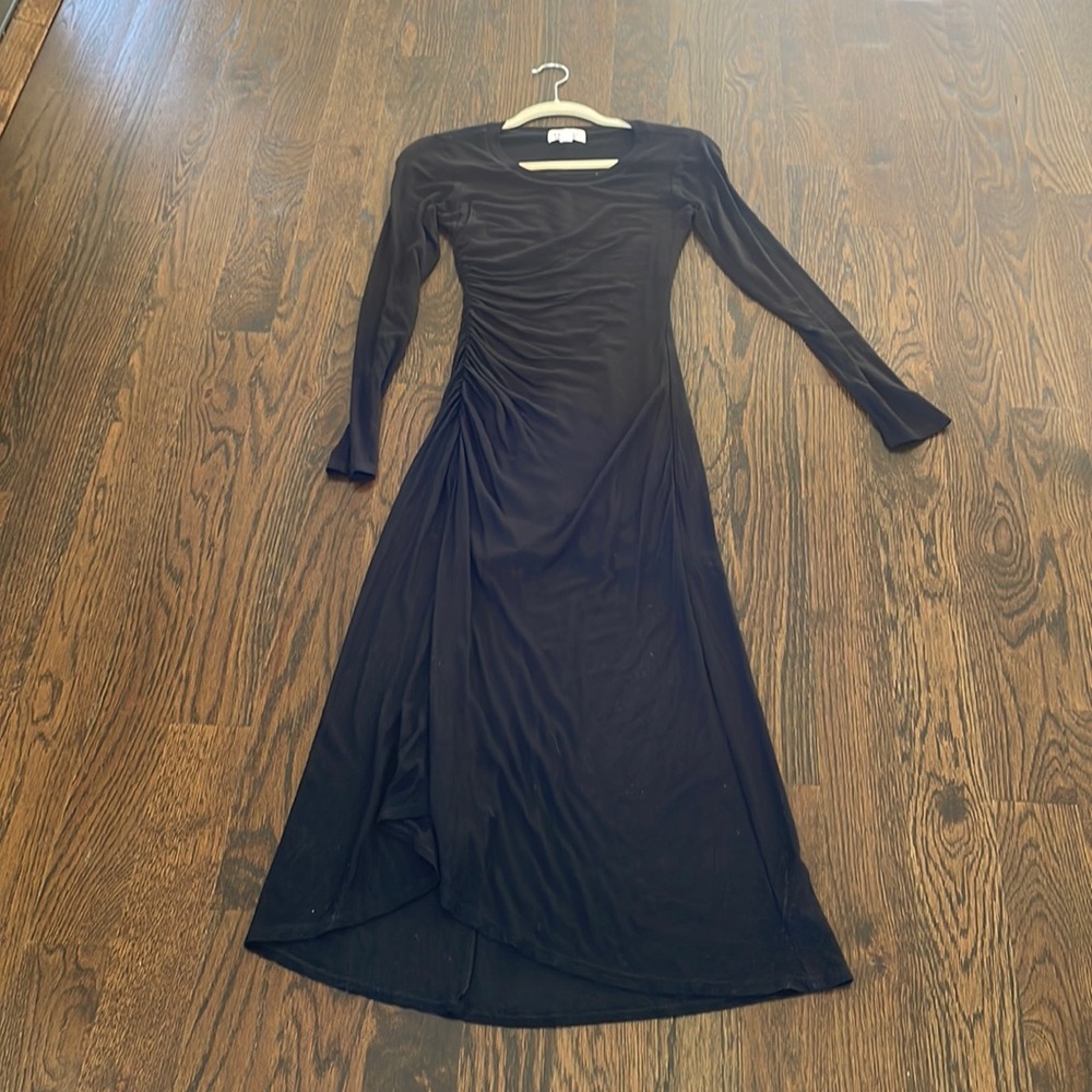 Velvet black ruched dress